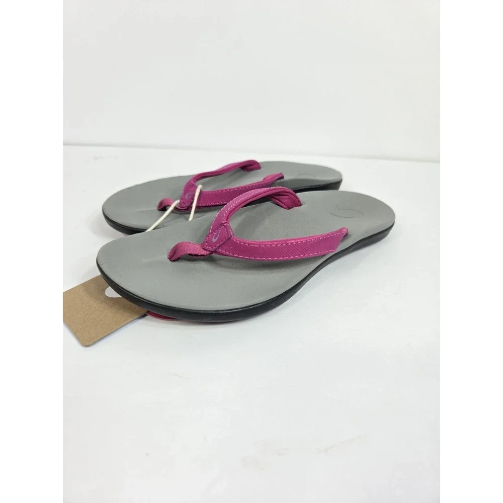 OLUKAI Girls Ho'opio Flip Flop SANDALS Size 2 Kids Grape